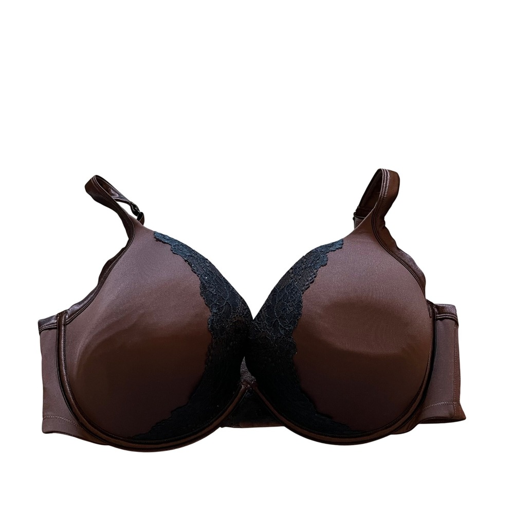 Cacique Brown Lace Trim Smooth Plunge Underwire Bra 42DDD DG11071527
